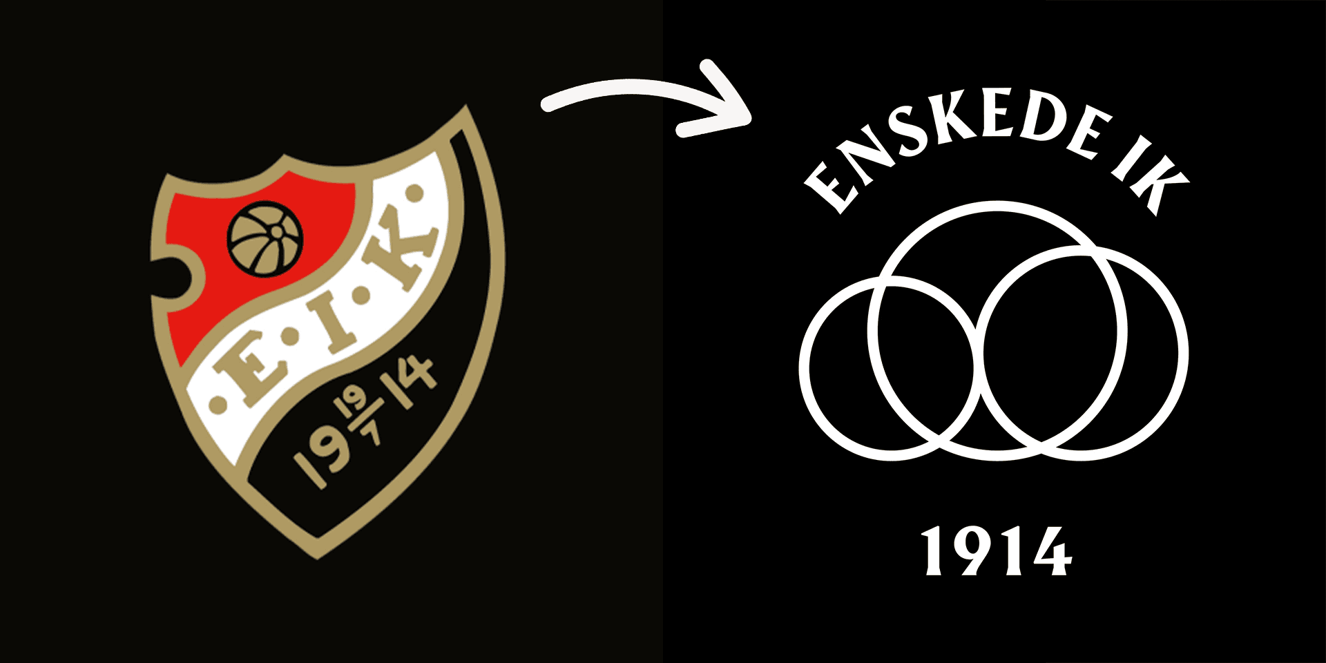 Enskede IK:s gamla logga (vänster) och nya logga (höger)