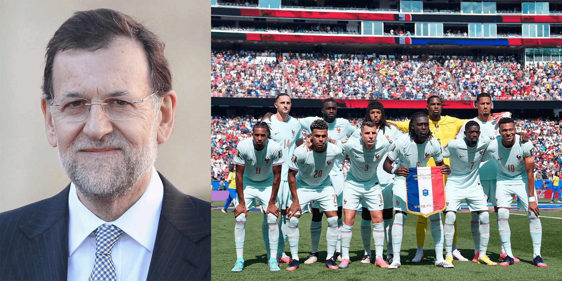 Spaniens ex premiärminister Mariano Rajoy & Frankrikes landslag
