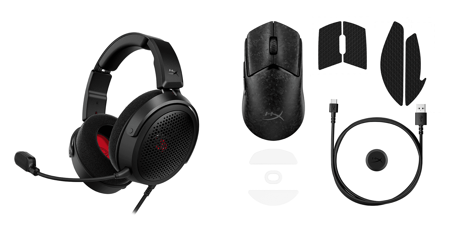 HyperX Cloud Alpha Air och den kolfiberförstärkta spelmusen Pulsefire Haste 3 Pro.