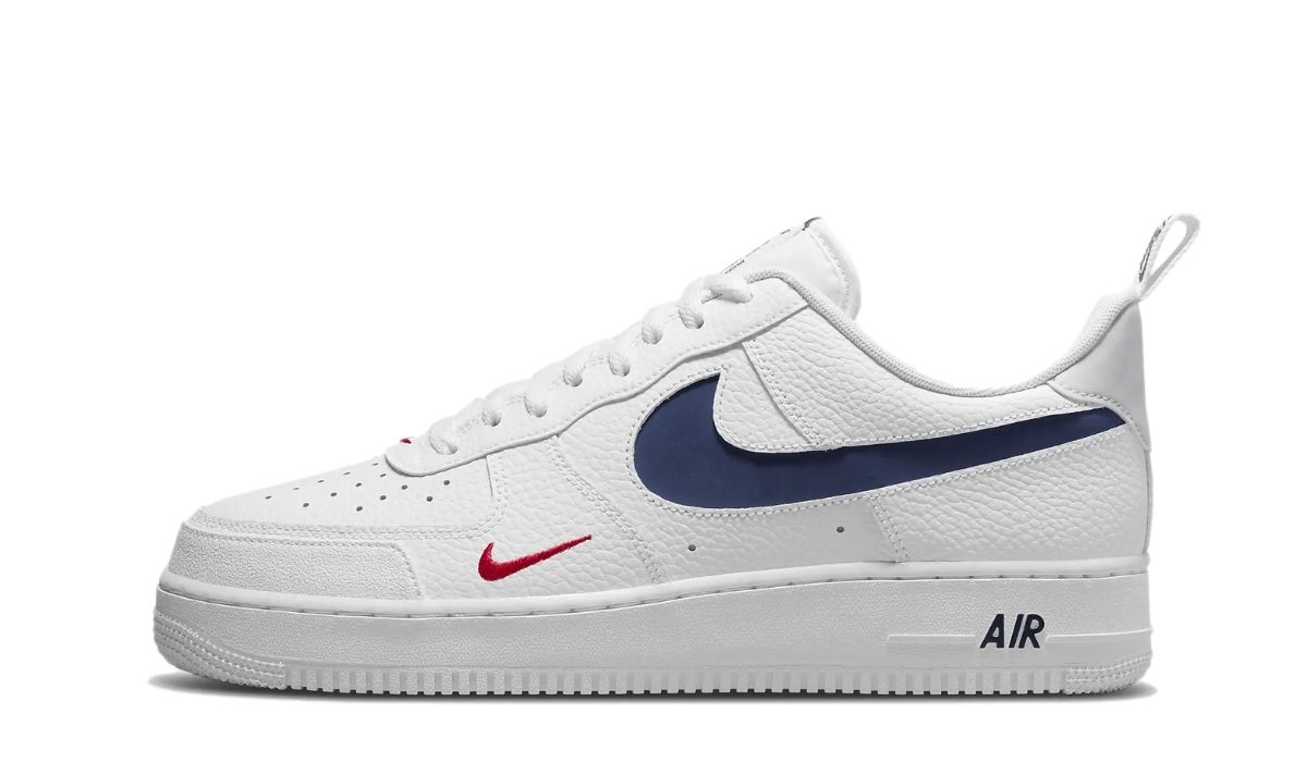 Nike Air Force 1 Mini Swoosh White Navy Red - Dopest