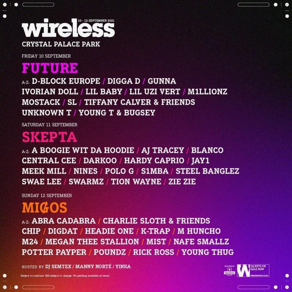 Se lineup till Wireless Festival 2021 Dopest