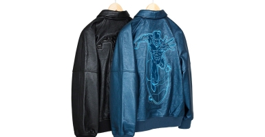 Supreme Silver Surfer Leather Varsity Jacket Blue